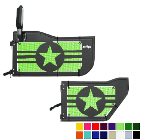 EAG Military Star Trail Door Jeepy Screens (16 Colors) - 2007-2018 Wrangler Unlimited JKU