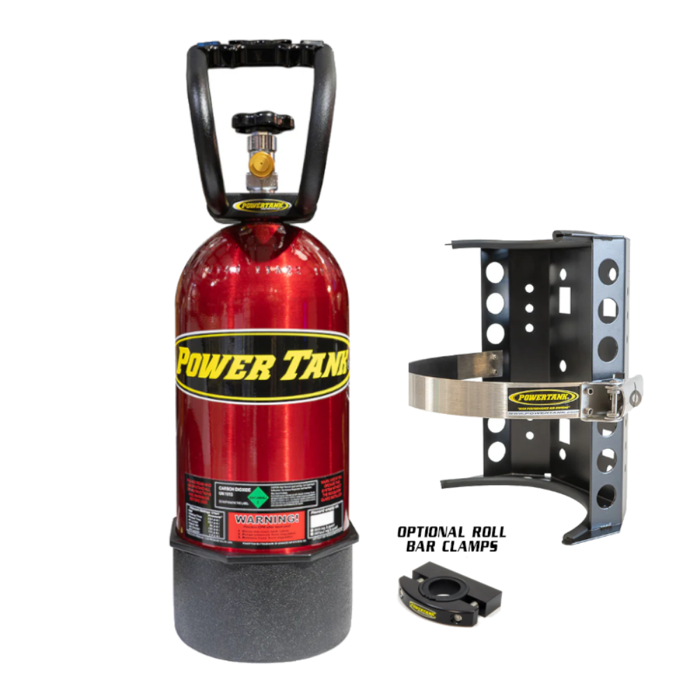 Power Tank - 10lb CO2 Bottle with Super Bracket, Handle & Roll Bar Clamps (Candy Red)