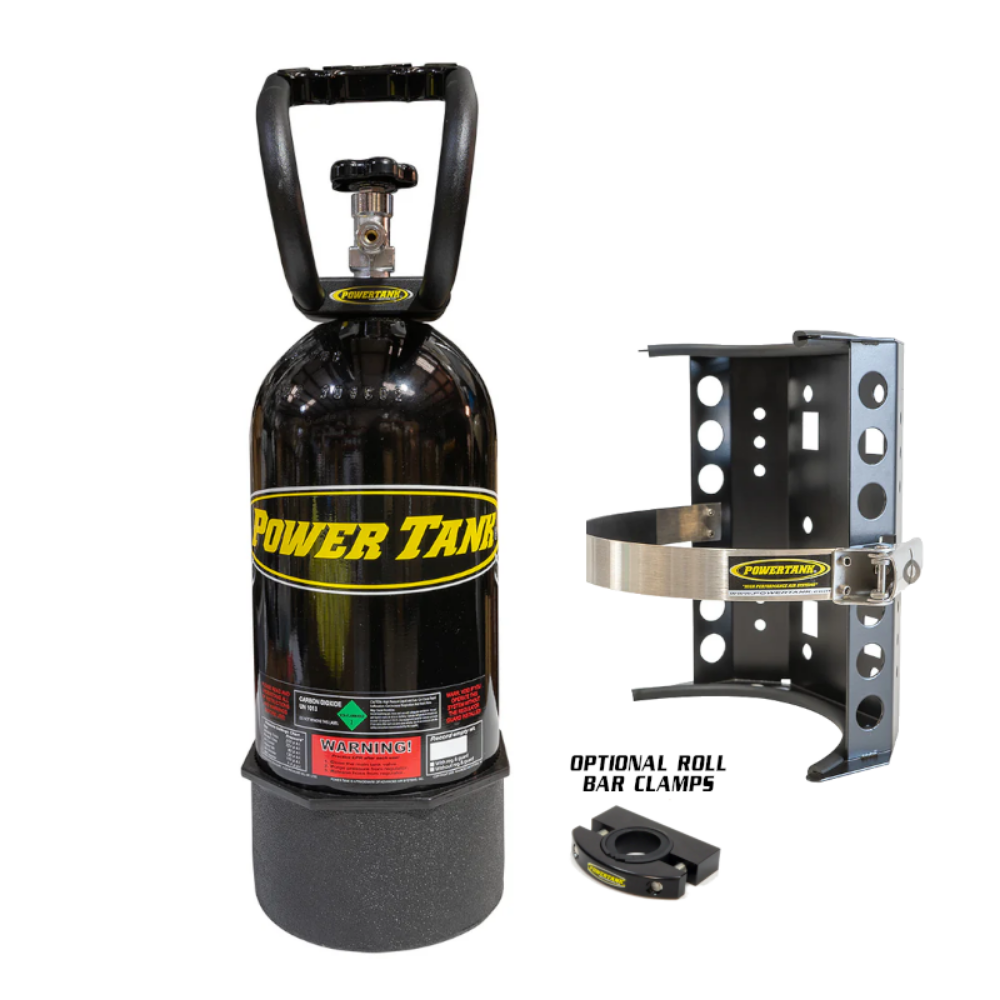 Power Tank - 10lb CO2 Bottle with Super Bracket Handle & Roll Bar Clamps (Gloss Black)