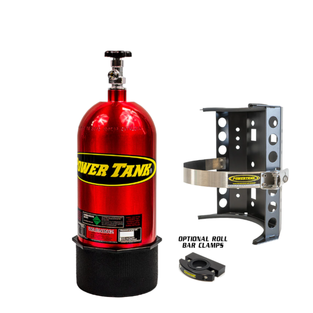 Power Tank - 10lb CO2 Bottle with Super Bracket & Roll Bar Clamps (Candy Red)