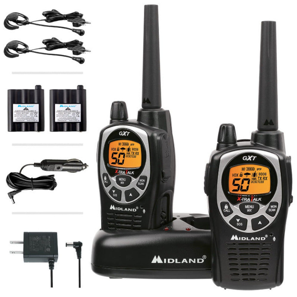Midland - 50 Channel GMRS Two-Way Radios (Black/Silver)(Pair)