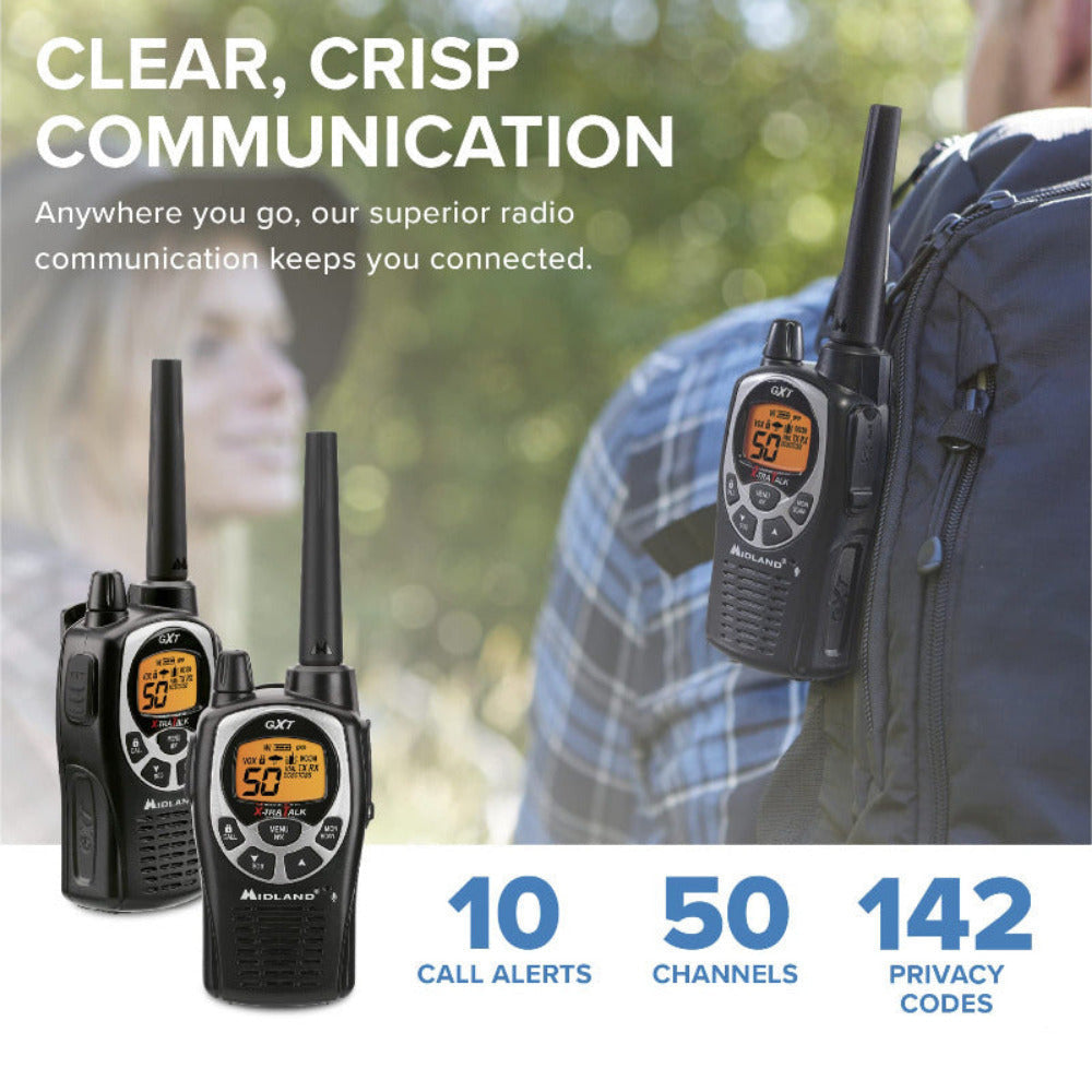 Midland - 50 Channel GMRS Two-Way Radios (Black/Silver)(Pair)