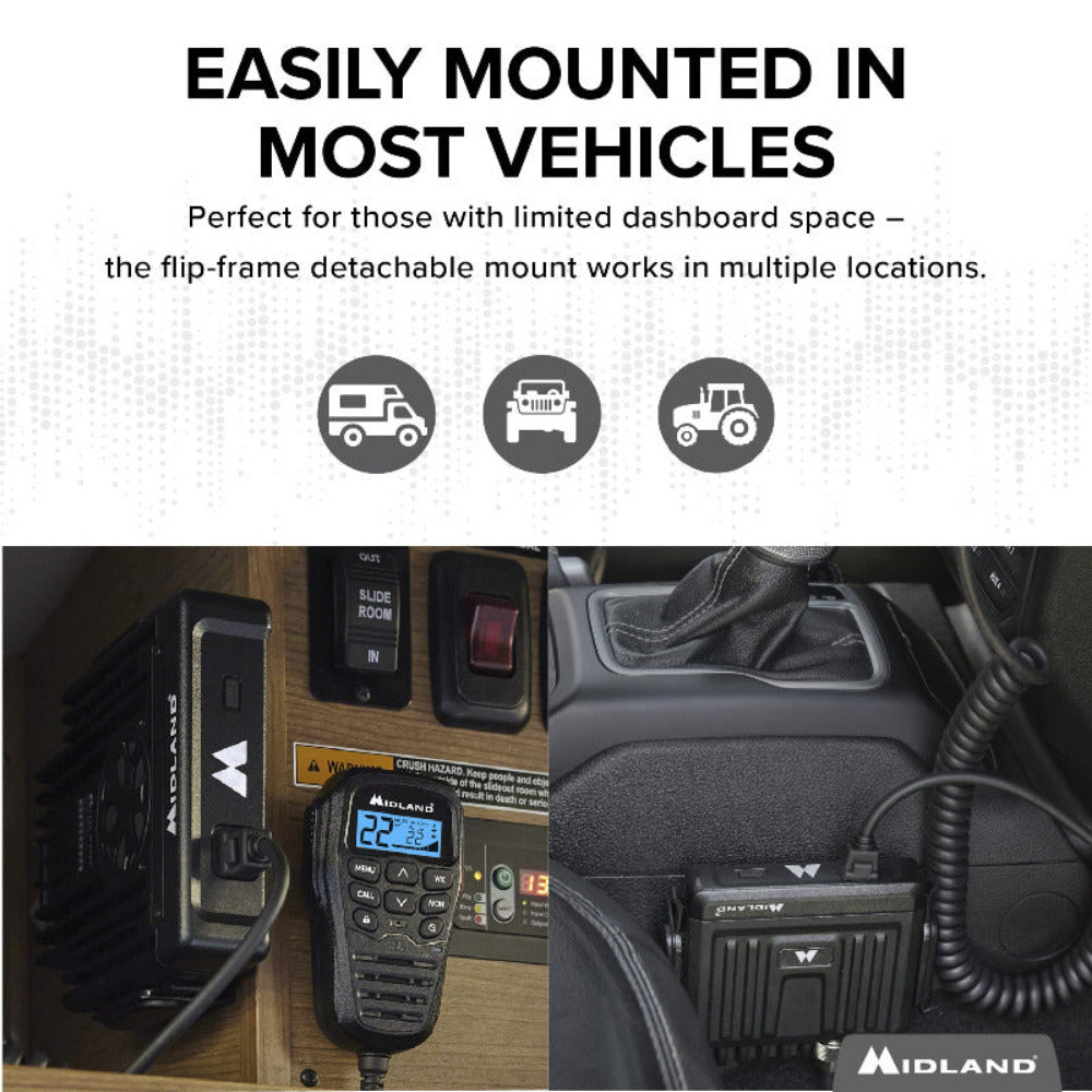 Midland - MicroMobile 15 Watt GMRS Radio w/ Roll Bar Mount Antenna