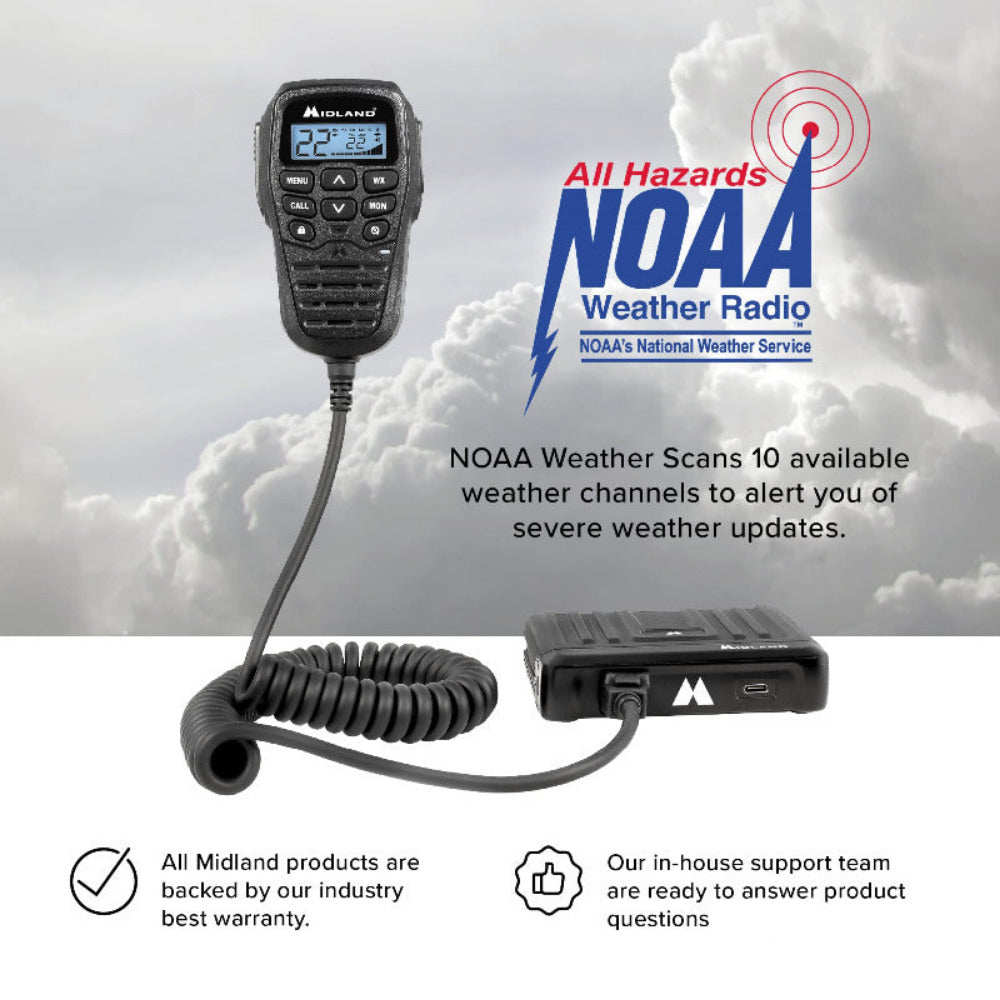 Midland - MicroMobile 15 Watt GMRS Radio w/ Roll Bar Mount Antenna