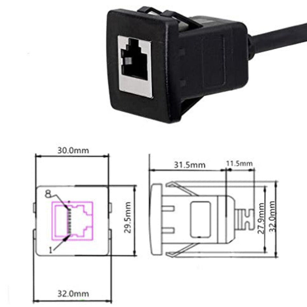 Qaoquda - Flush Mount Cat5e RJ45 Cable Port (Square)